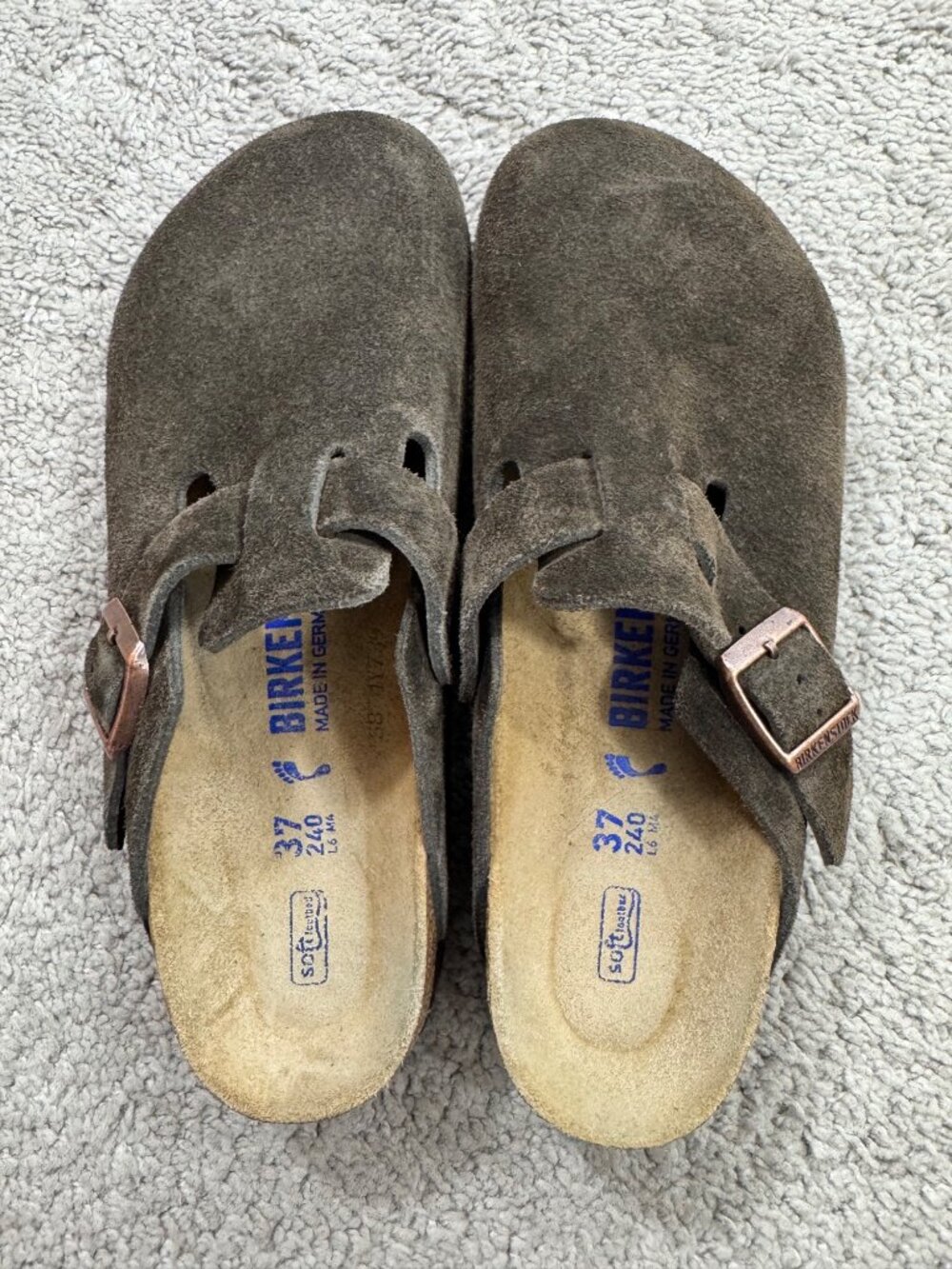 Birkenstock Boston Brown Suede Mules Sz 37 - Picture 4 of 11